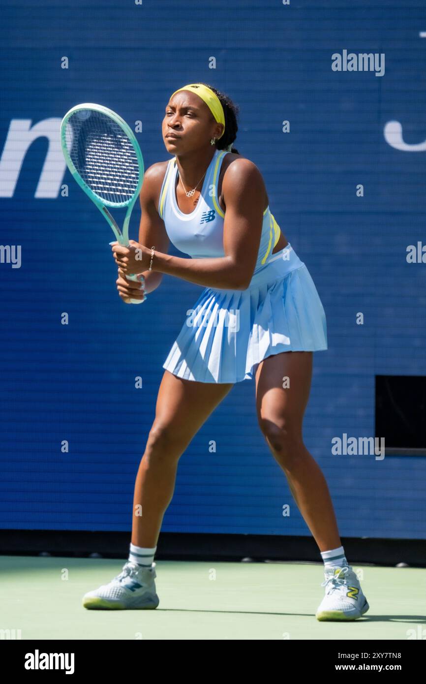 Coco Gauff (USA) competes in round 1 of the 2024 US Open Tennis. Stock Photo