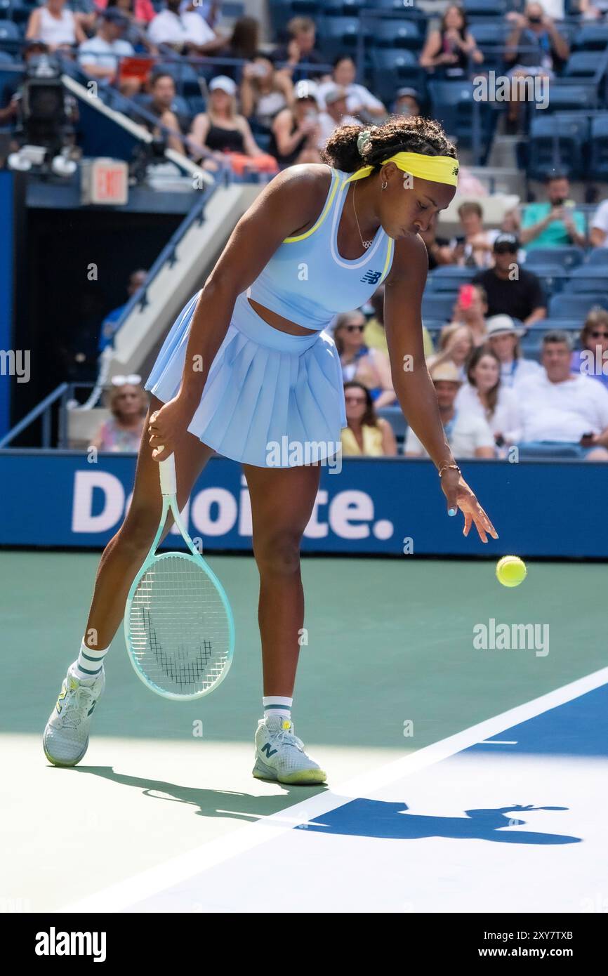 Coco Gauff (USA) competes in round 1 of the 2024 US Open Tennis. Stock Photo
