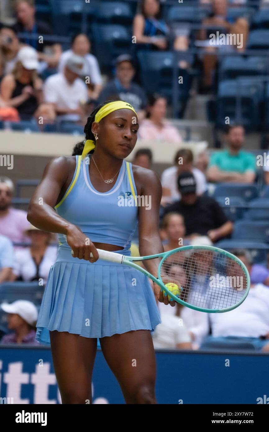 Coco Gauff (USA) competes in round 1 of the 2024 US Open Tennis. Stock Photo