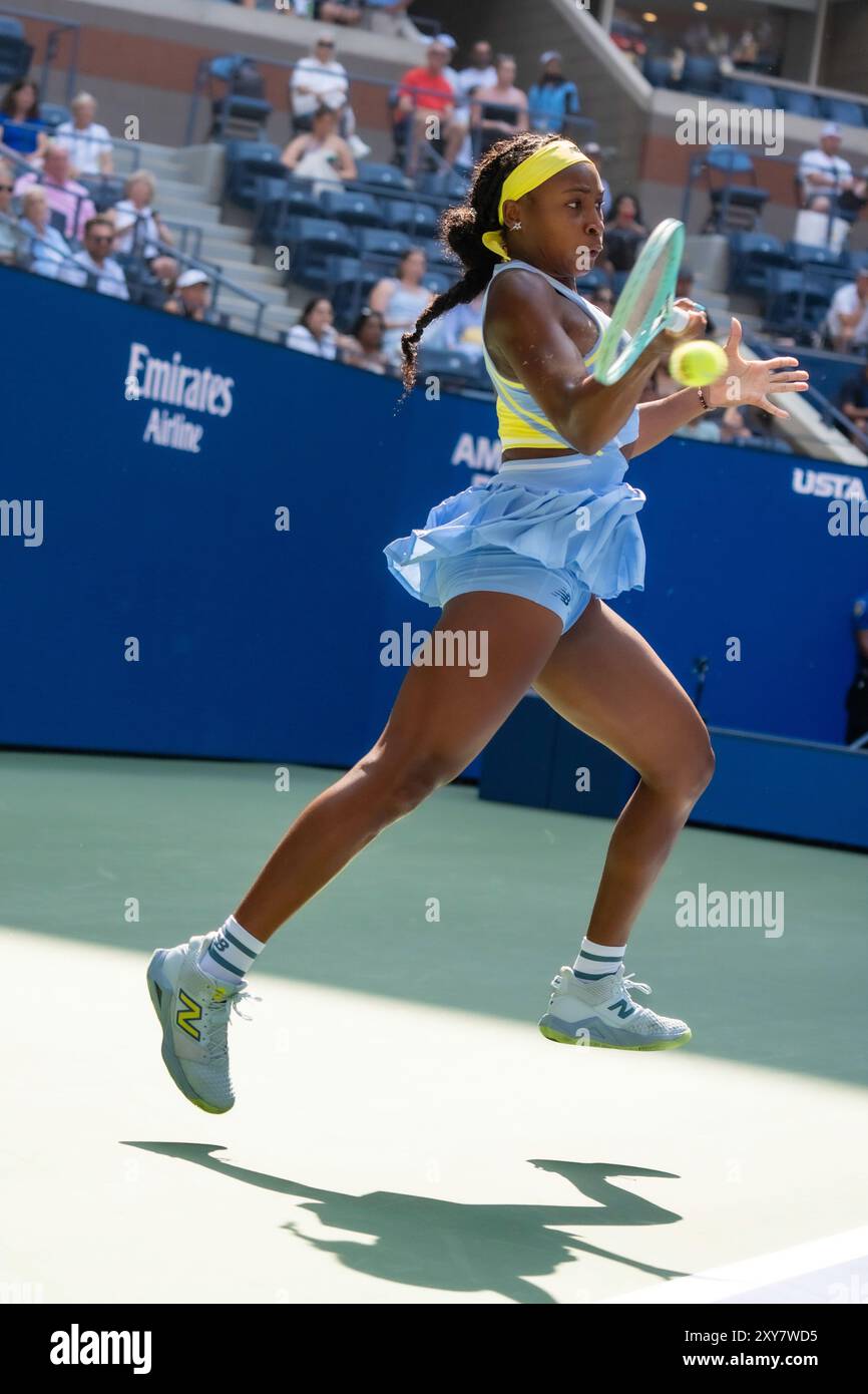 Coco Gauff (USA) competes in round 1 of the 2024 US Open Tennis. Stock Photo
