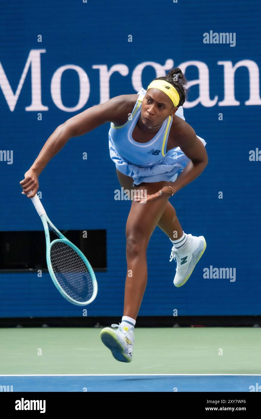 Coco Gauff (USA) competes in round 1 of the 2024 US Open Tennis. Stock Photo