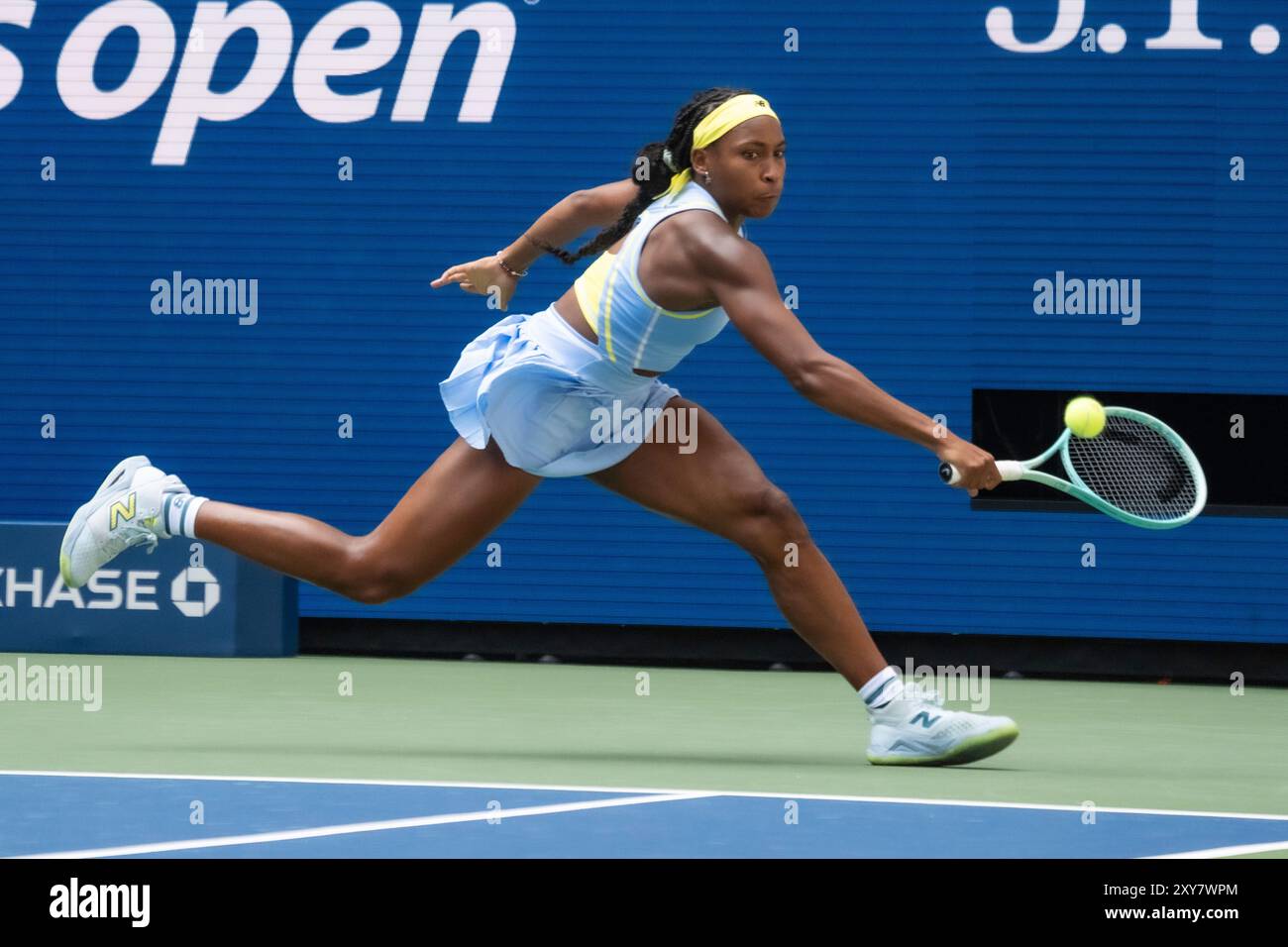 Coco Gauff (USA) competes in round 1 of the 2024 US Open Tennis. Stock Photo