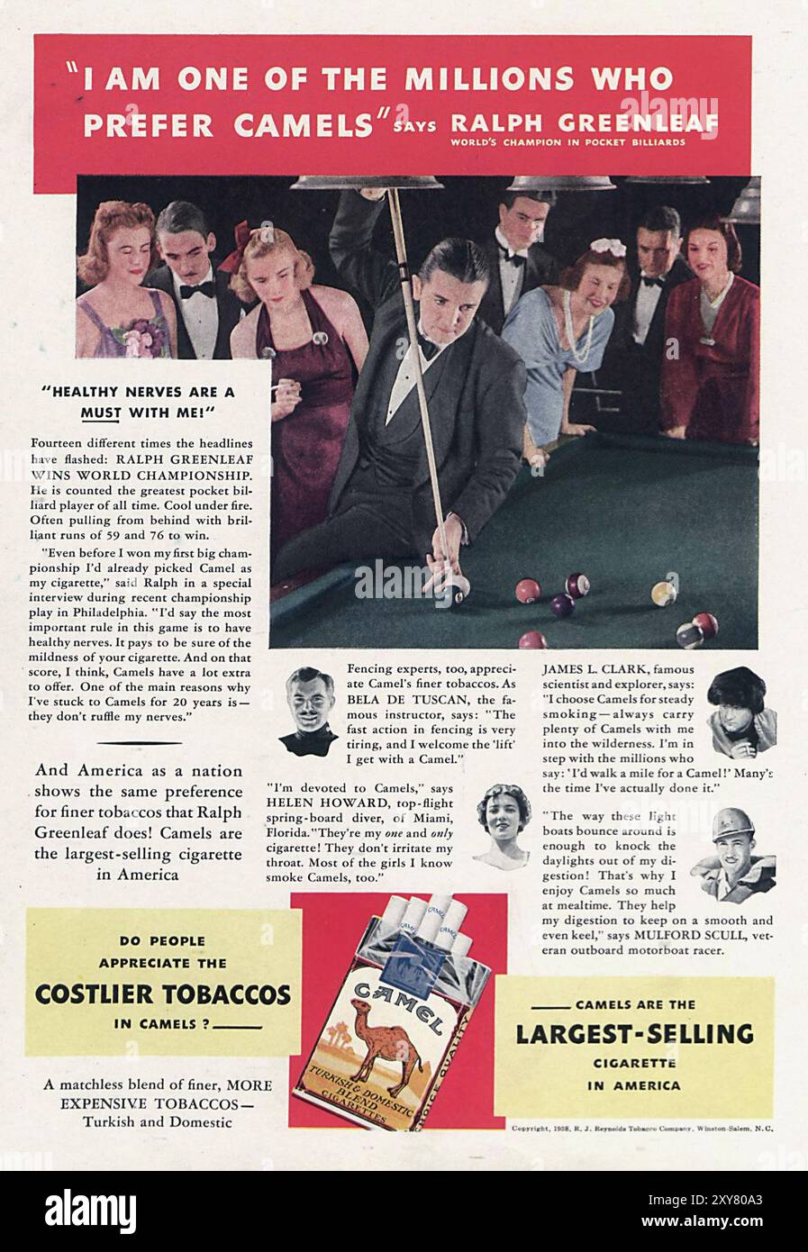 Camel cigarettes, Costlier Tobaccos - The Wake Forest Student (1936-1940) Stock Photo
