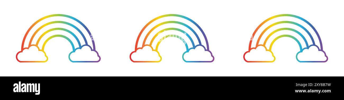 Set of rainbow icon. Clouds and rainbow icon set in line style. Outline ...