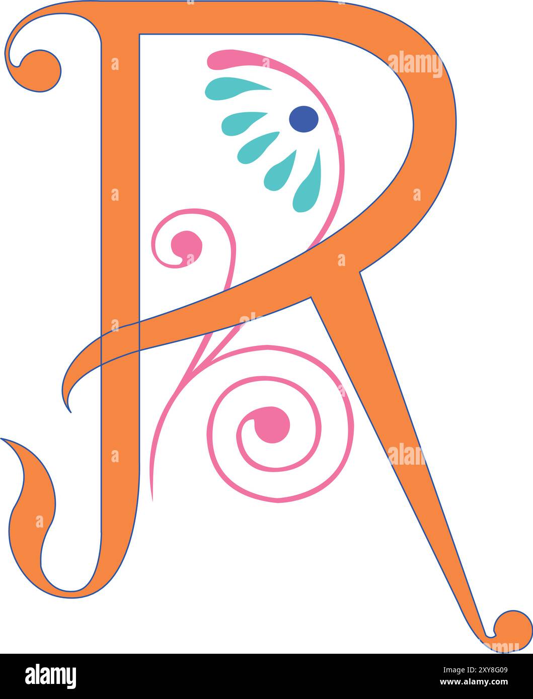 Calligraphy Cap R Capital r calligraphy illustration Cut Out Stock Images & Pictures - Alamy