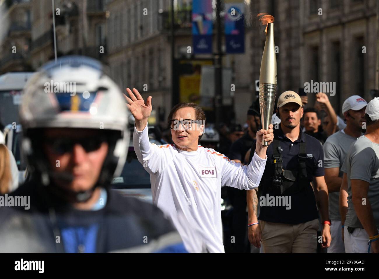 Paris, France. 28th Aug, 2024. Chinese martial arts actor, Jackie Chan(01)