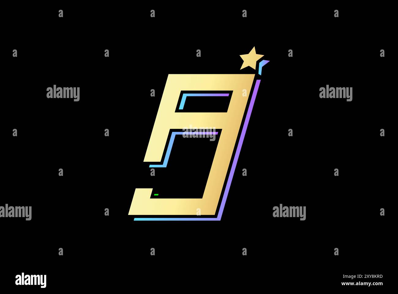 Simple Minimalist Geometric Initial Letter AJ JA Logo Design Vector Stock Vector