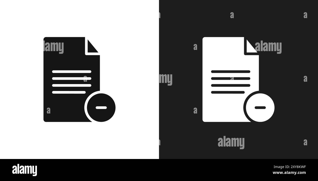 Delete document icon logo sign vector outline in black and white color ...