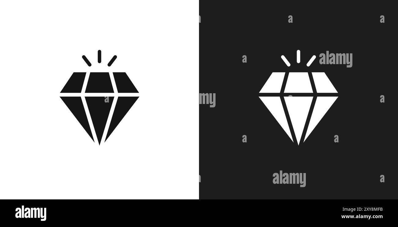 Diamond icon logo sign vector outline in black and white color Stock ...
