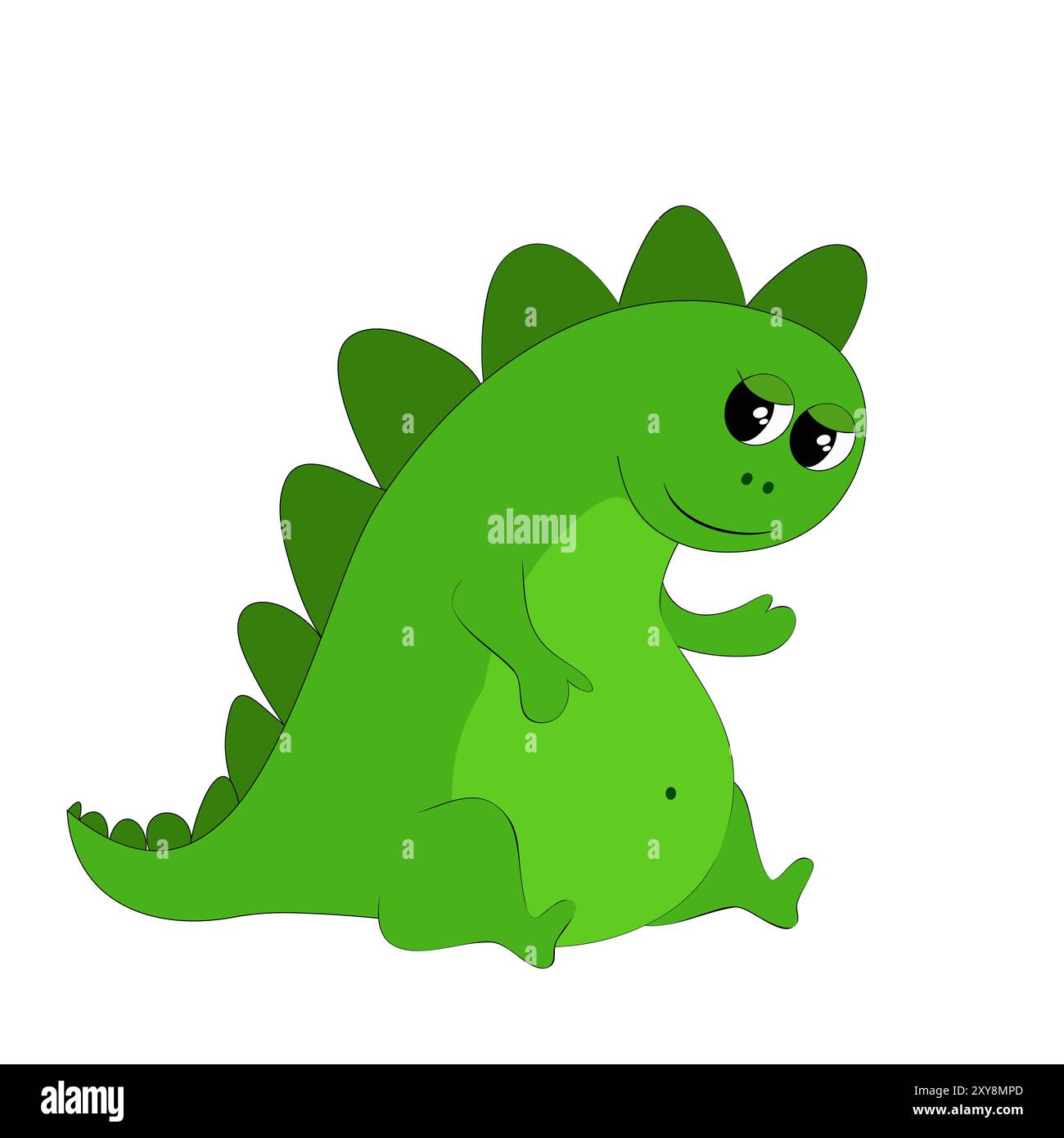 Cute green cartoon dinosaur. Vector illustration isolated on white ...