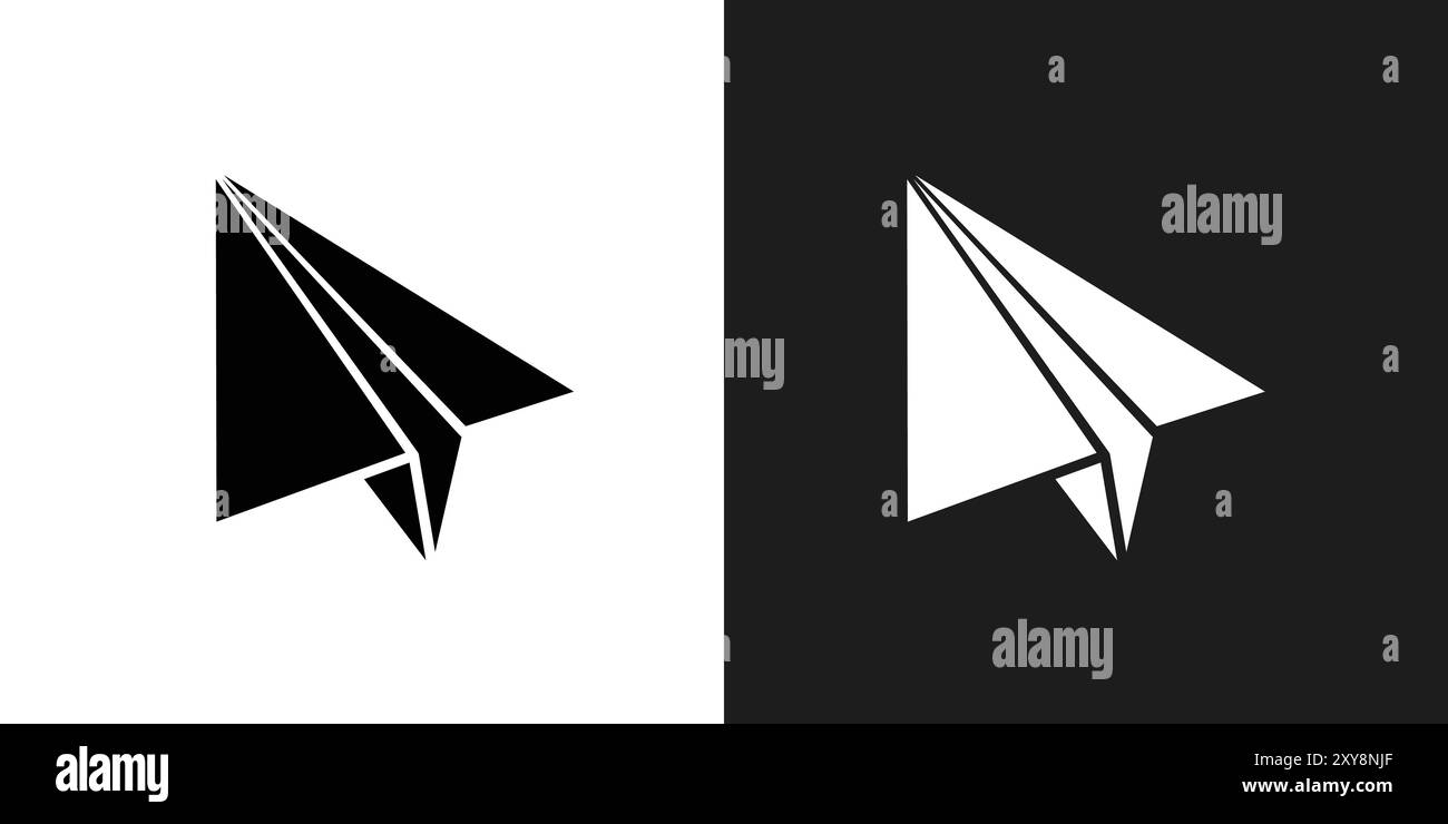 Paper plane icon logo sign vector outline in black and white color ...