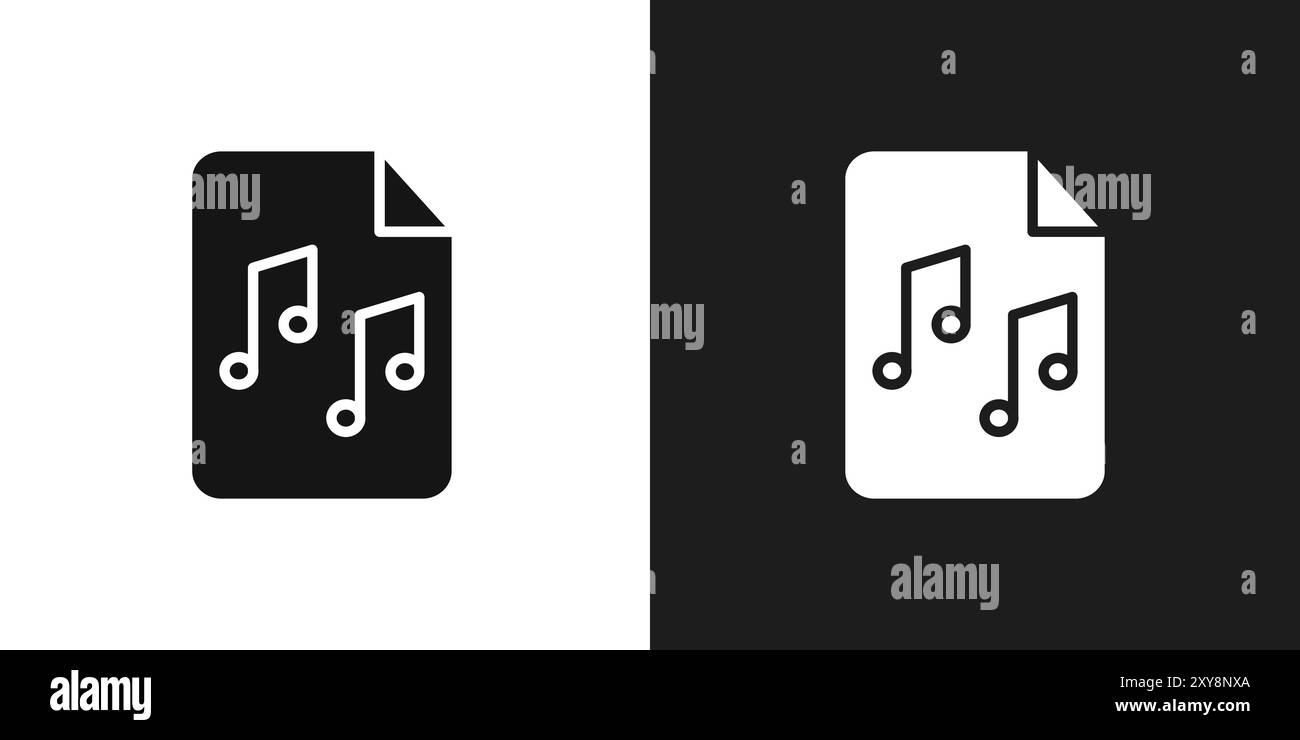 Music File icon logo sign vector outline in black and white color Stock Vector