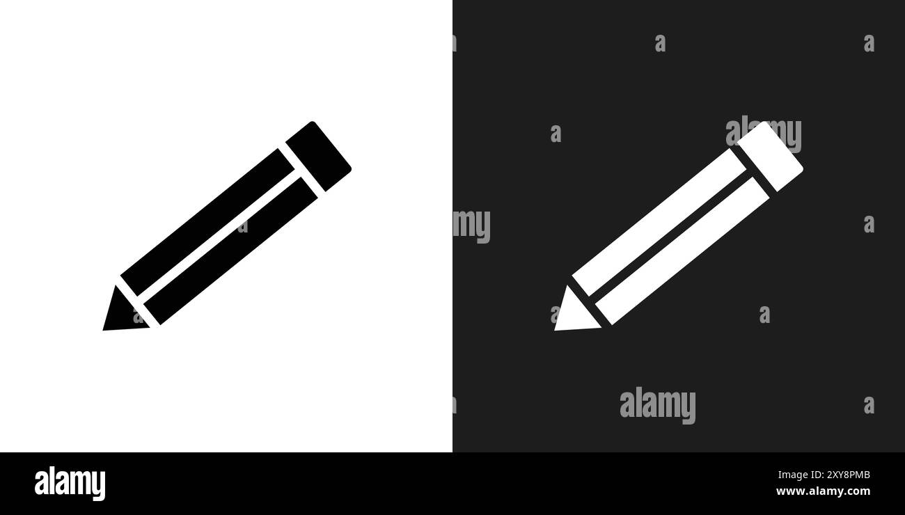 Pencil icon logo sign vector outline in black and white color Stock ...