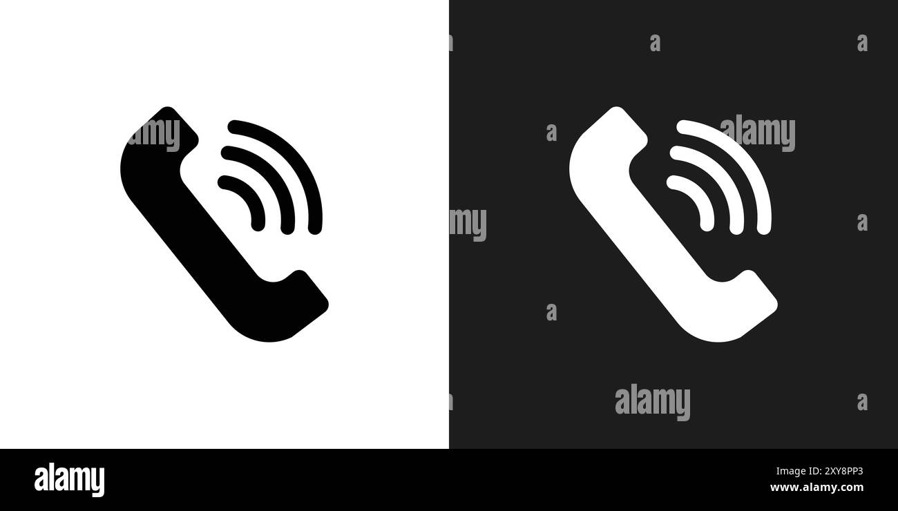 Phone call icon logo sign vector outline in black and white color Stock Vector