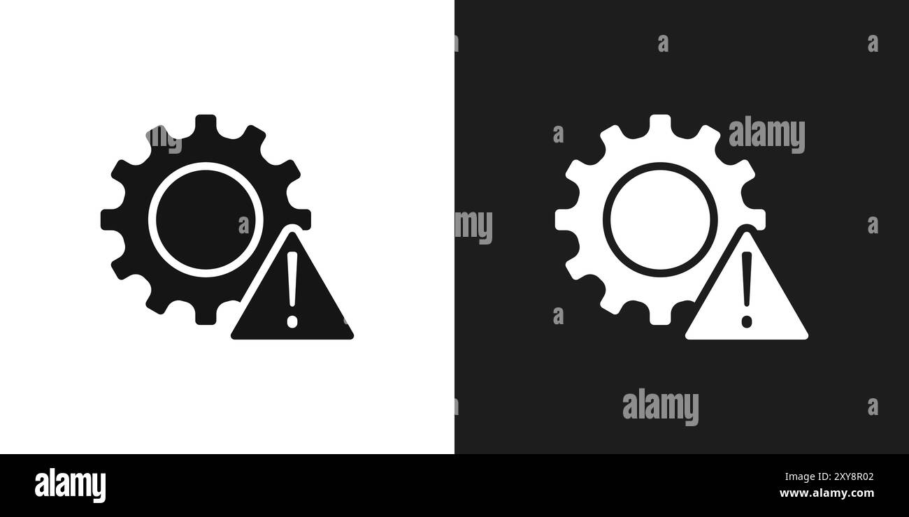 Technical warning icon logo sign vector outline in black and white color Stock Vector