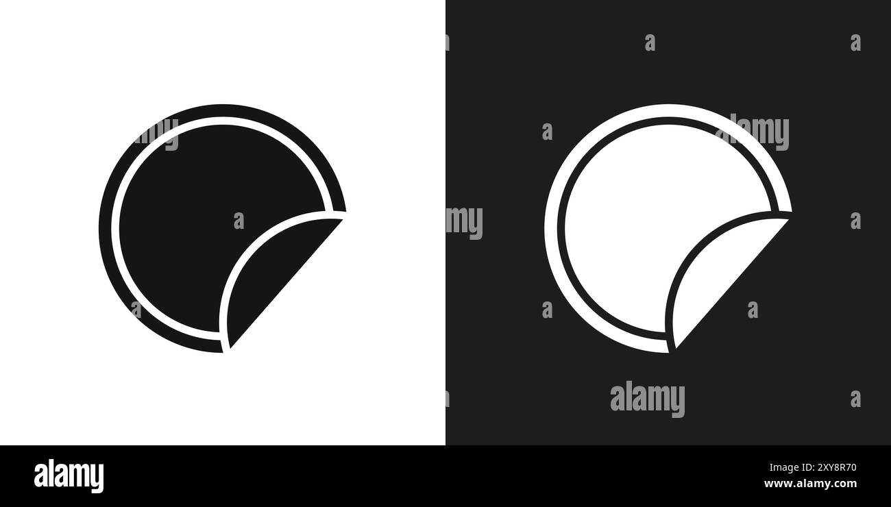 Sticker icon logo sign vector outline in black and white color Stock ...