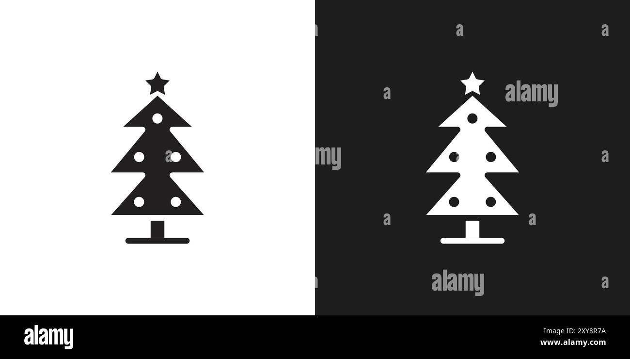 Tree christmas icon logo sign vector outline in black and white color ...