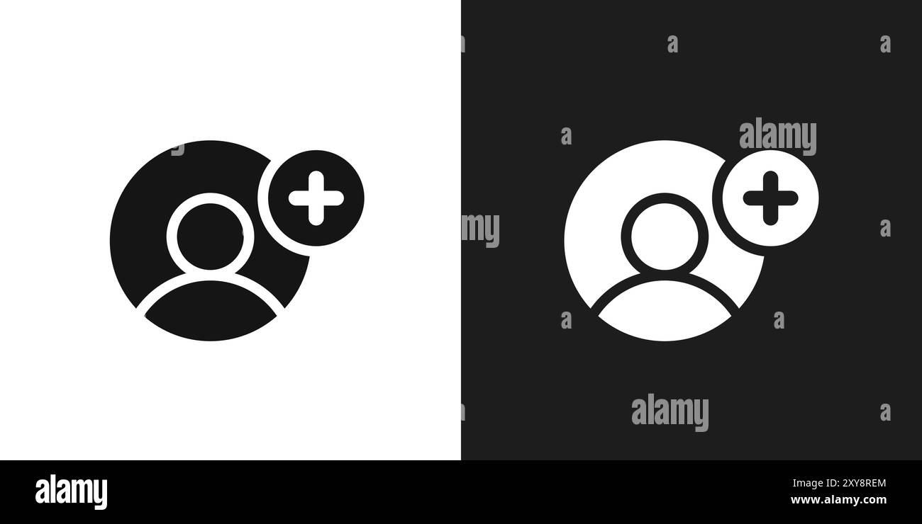 User add icon logo sign vector outline in black and white color Stock ...