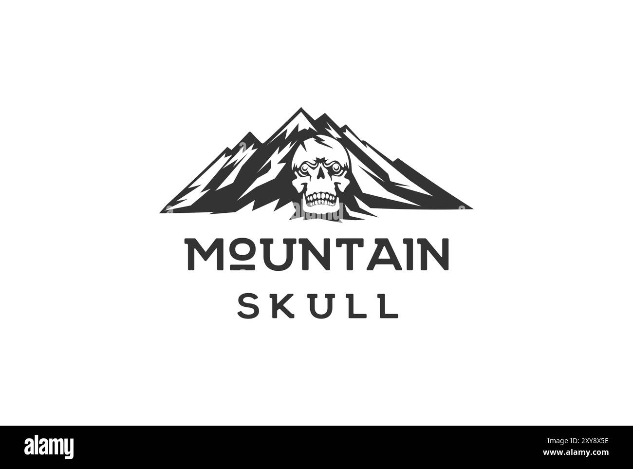Scary Horror Mountain Skull for Tattoo Logo Design Stock Vector