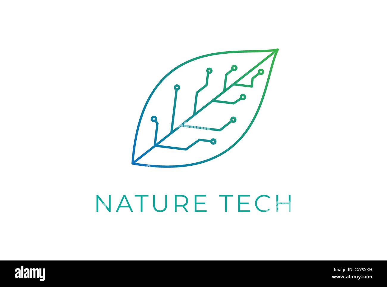 Green Leaf Digital Electronic Circuit Chip for Smart Tech Logo Stock Vector