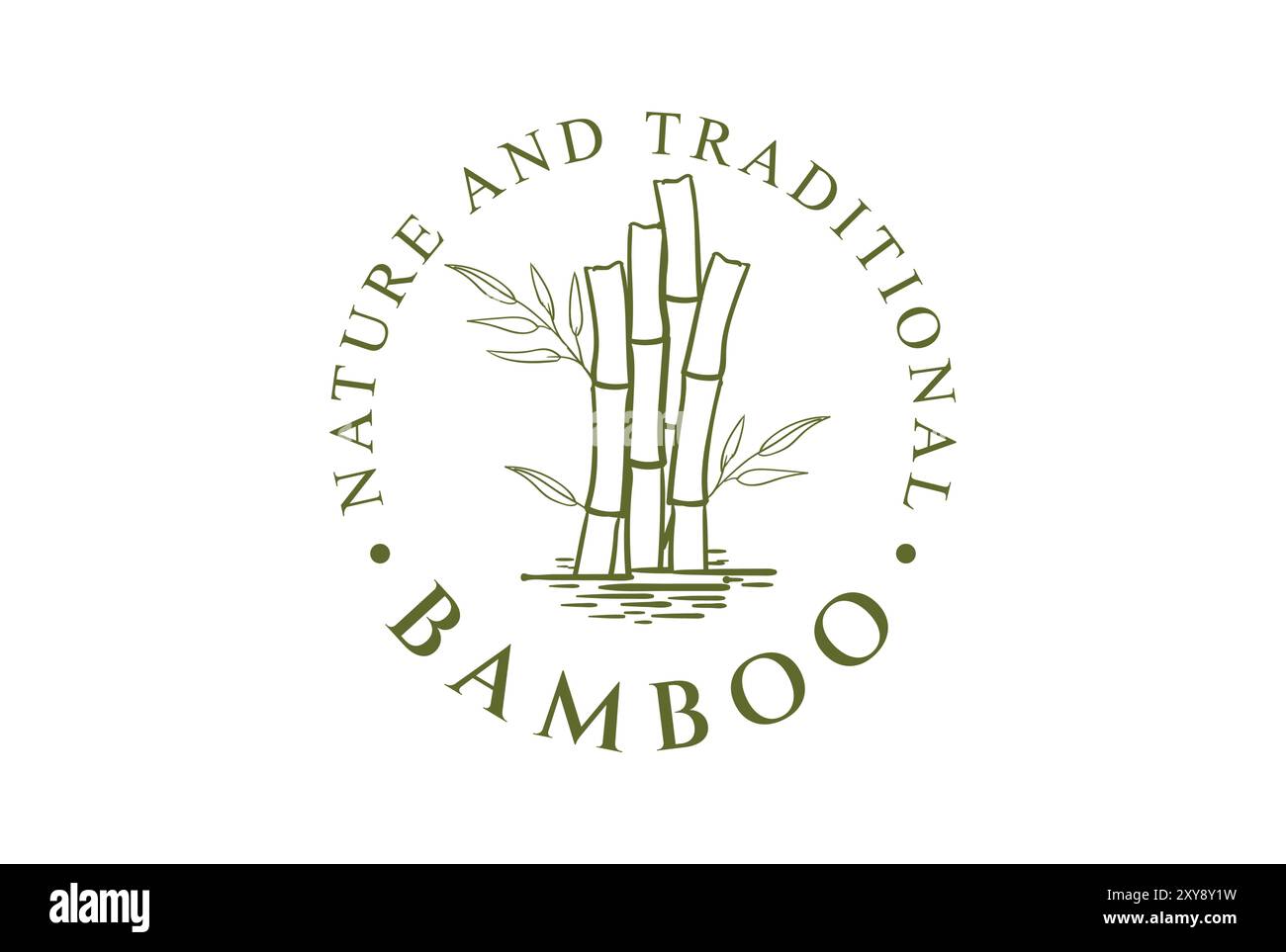 Vintage Retro Bamboo Segment Leaf for Herb Nature Logo Design Vector Stock Vector