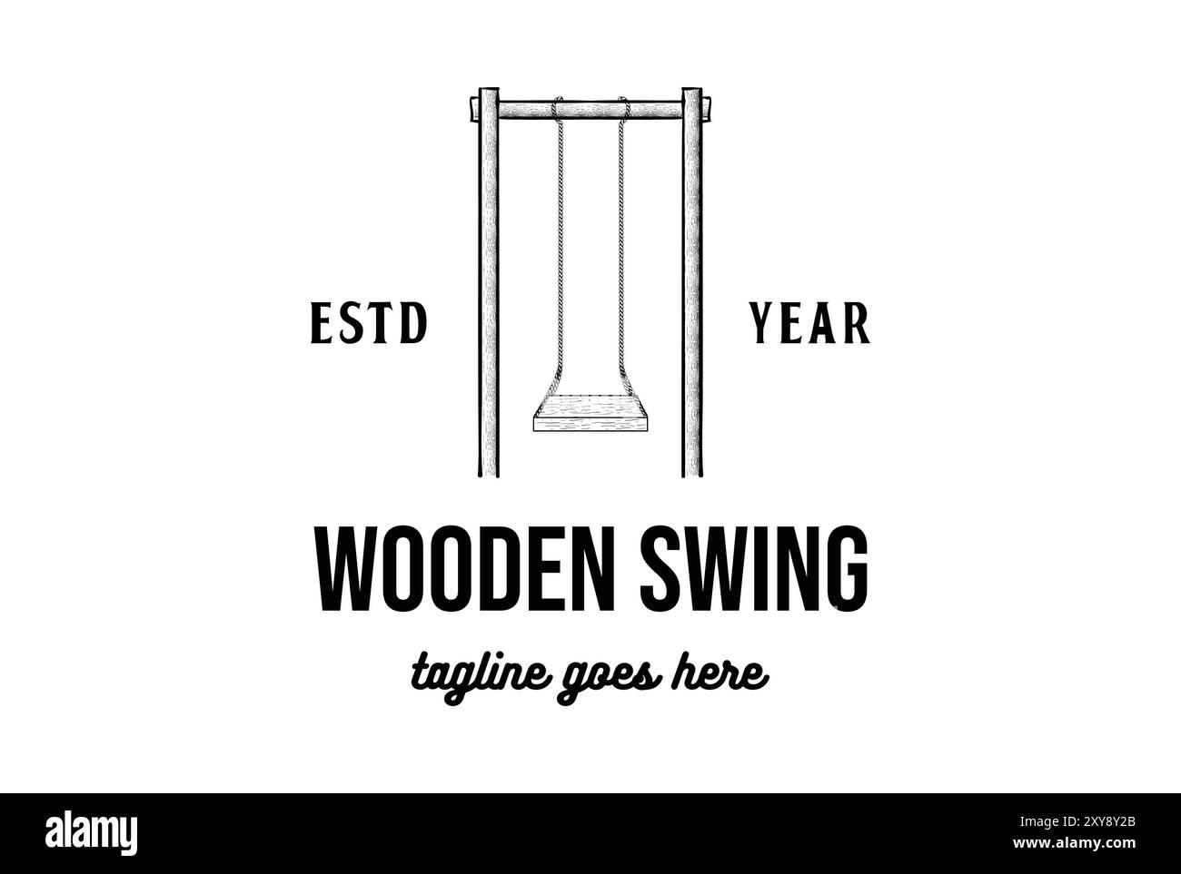 Retro Vintage Wooden Swing Logo Design Vector Stock Vector