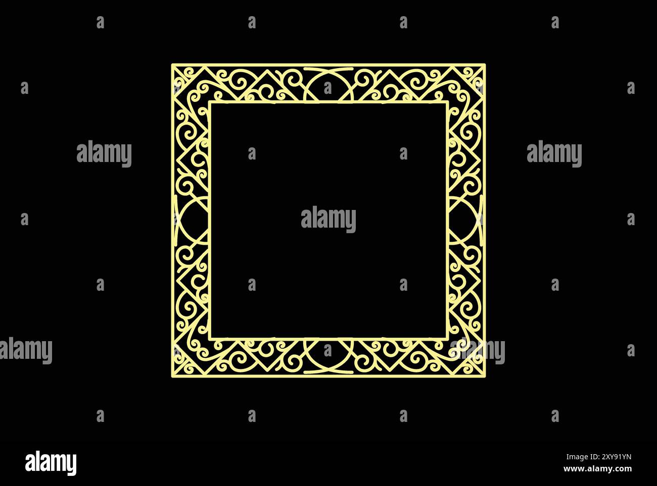 Golden Square Ornament Frame Logo Icon Illustration Vector Stock Vector