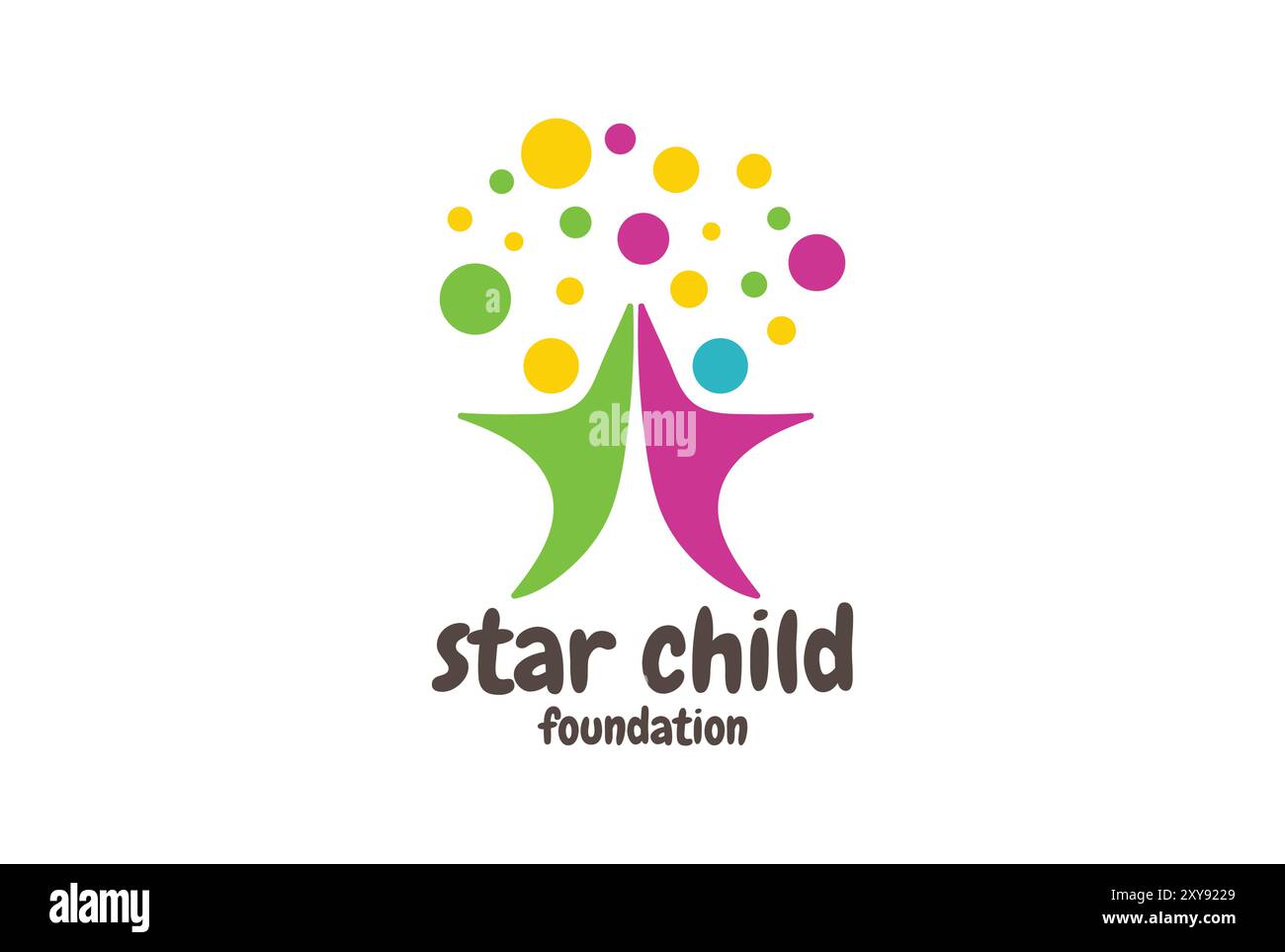 Colorful Star Child Kids for Education Charity Foundation Logo Design Stock Vector