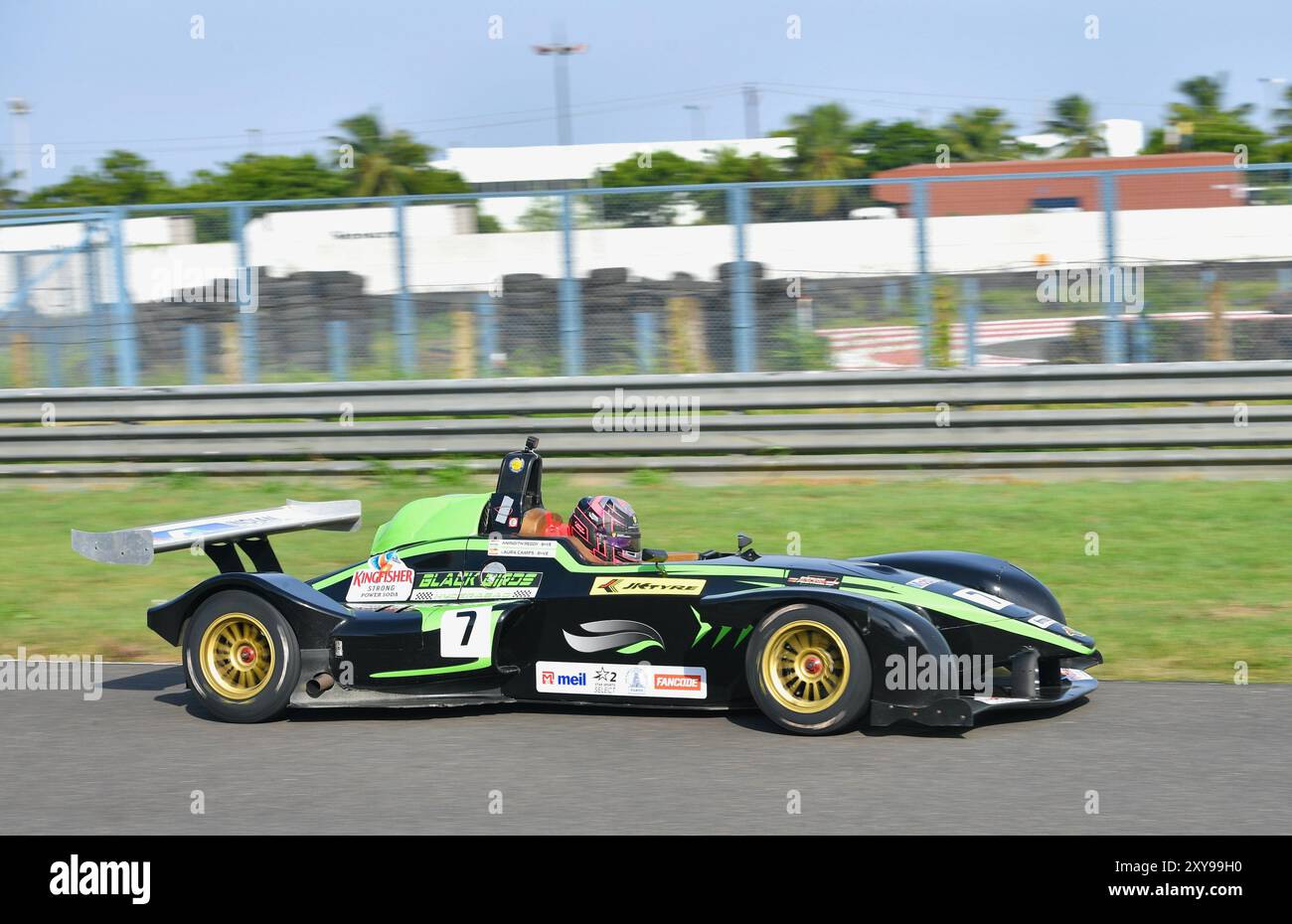 Chennai, INDIA. 24th Aug, 2024. F4 racing cars are on action speeding ...