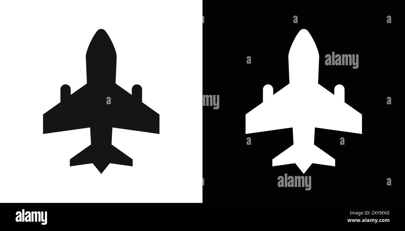 Airplane icon logo sign vector outline in black and white color Stock ...