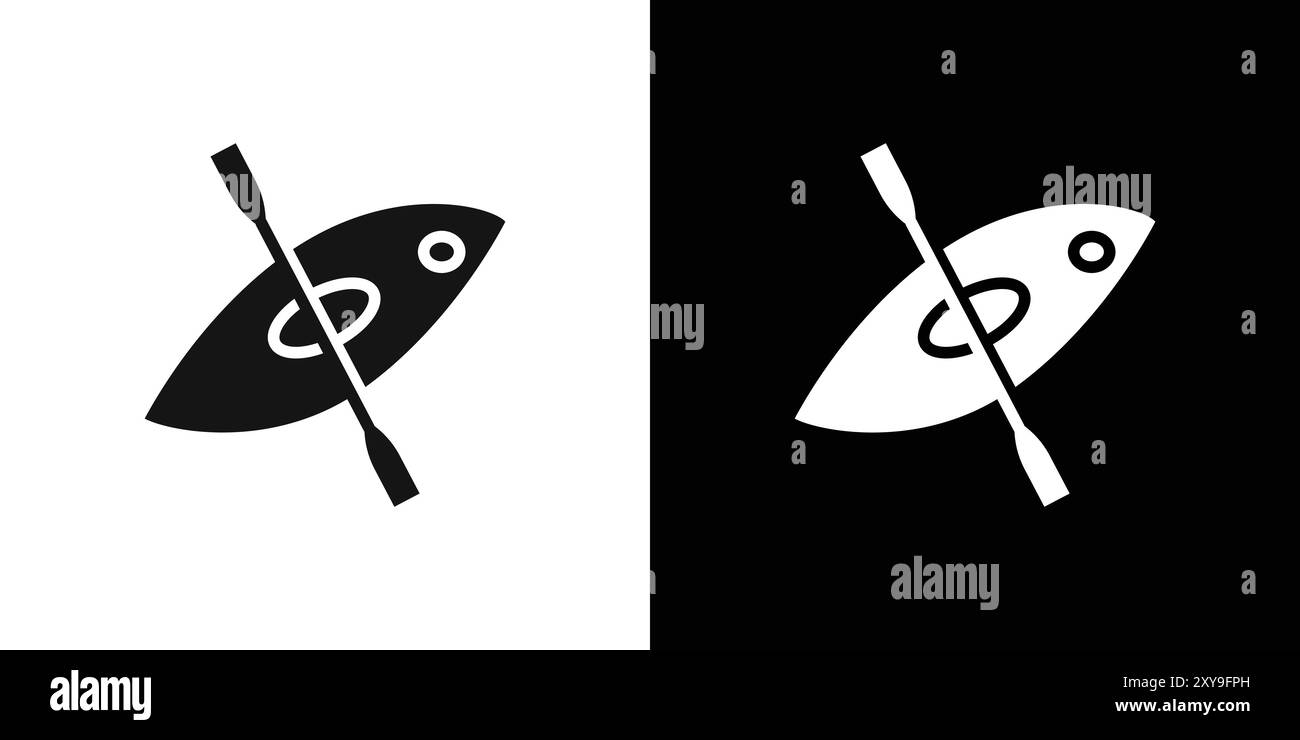canoe icon logo sign vector outline in black and white color Stock ...