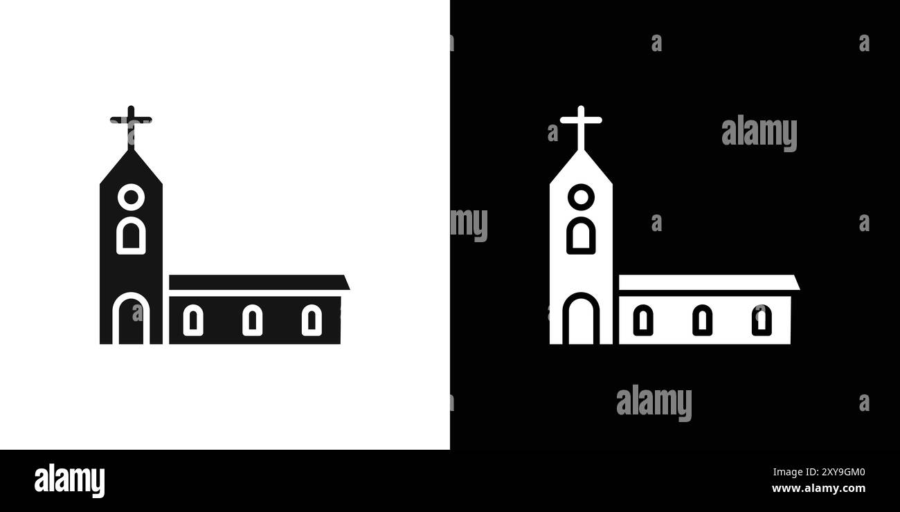 Church icon logo sign vector outline in black and white color Stock ...
