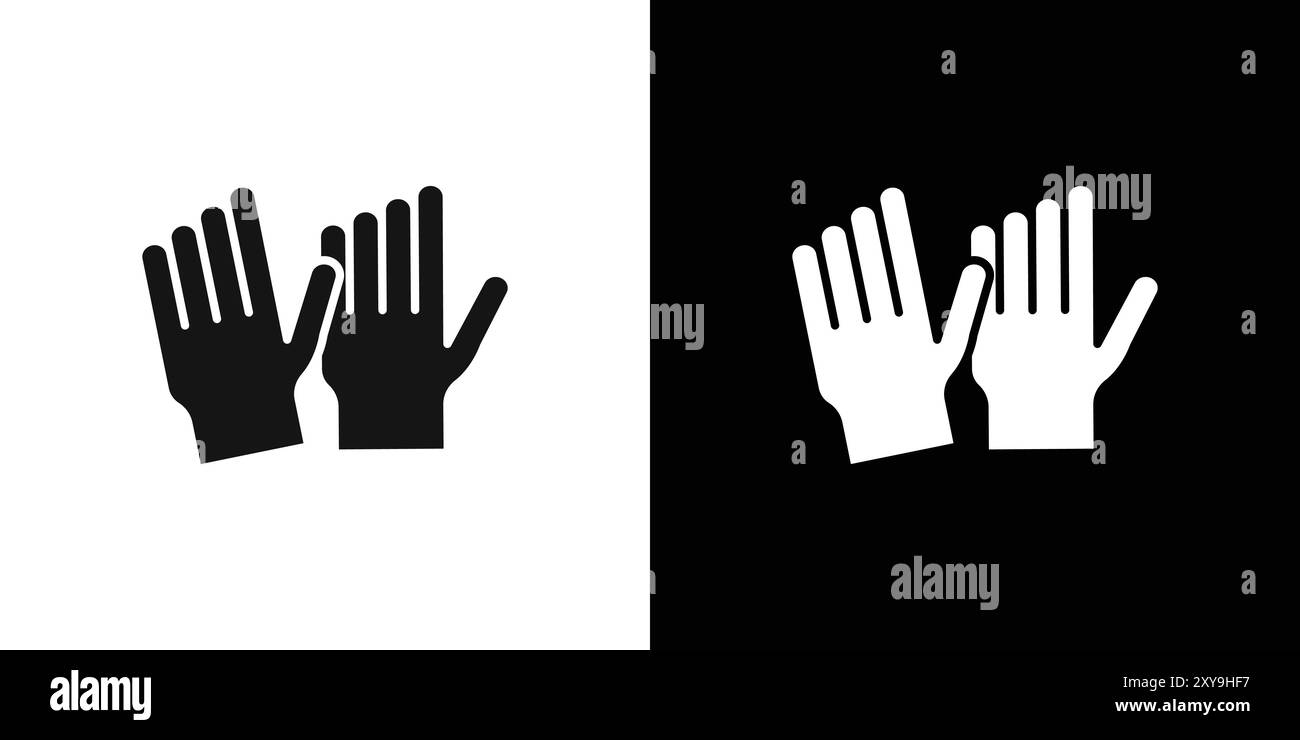 Garden gloves icon logo sign vector outline in black and white color ...
