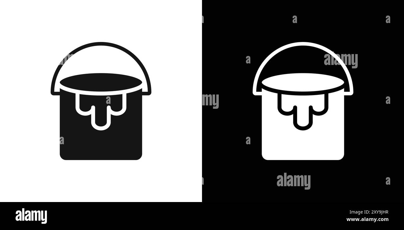 paint bucket icon logo sign vector outline in black and white color ...