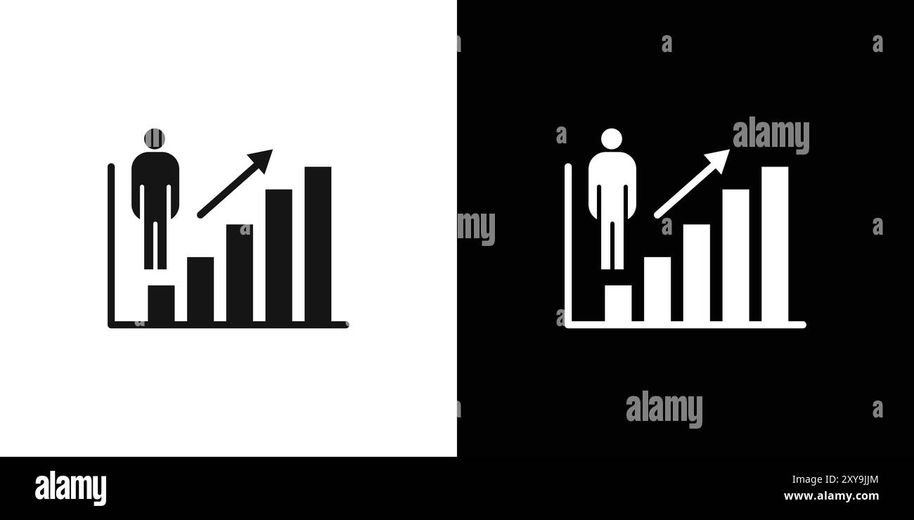 population growth graph icon logo sign vector outline in black and white color Stock Vector