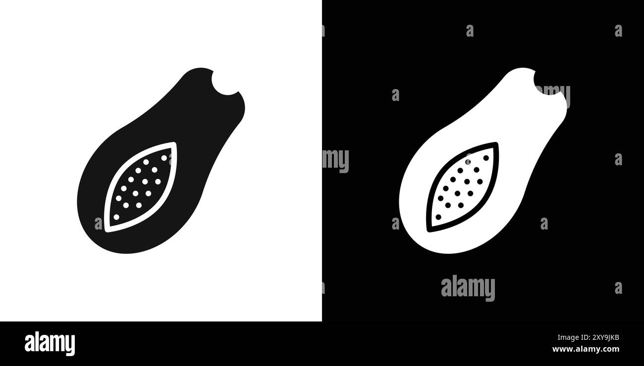 Papaya icon (2) logo sign vector outline in black and white color Stock Vector