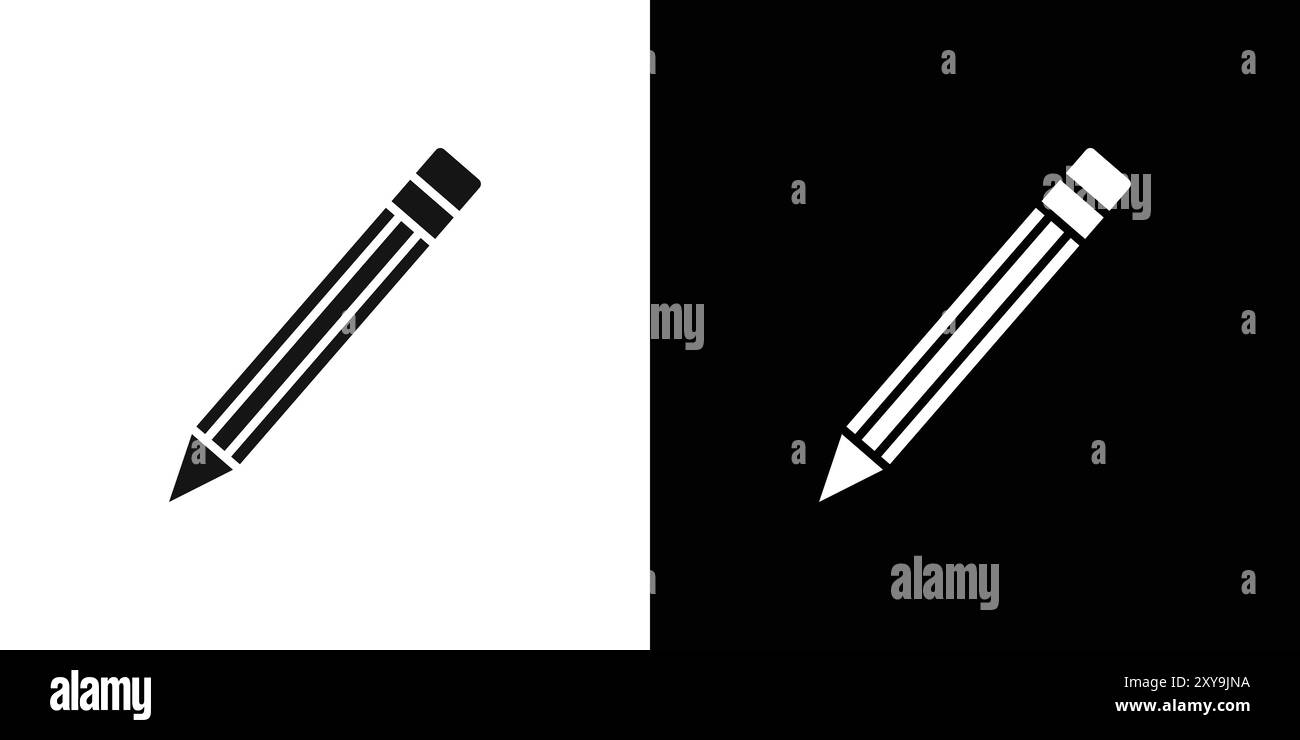 Pencil icon logo sign vector outline in black and white color Stock ...