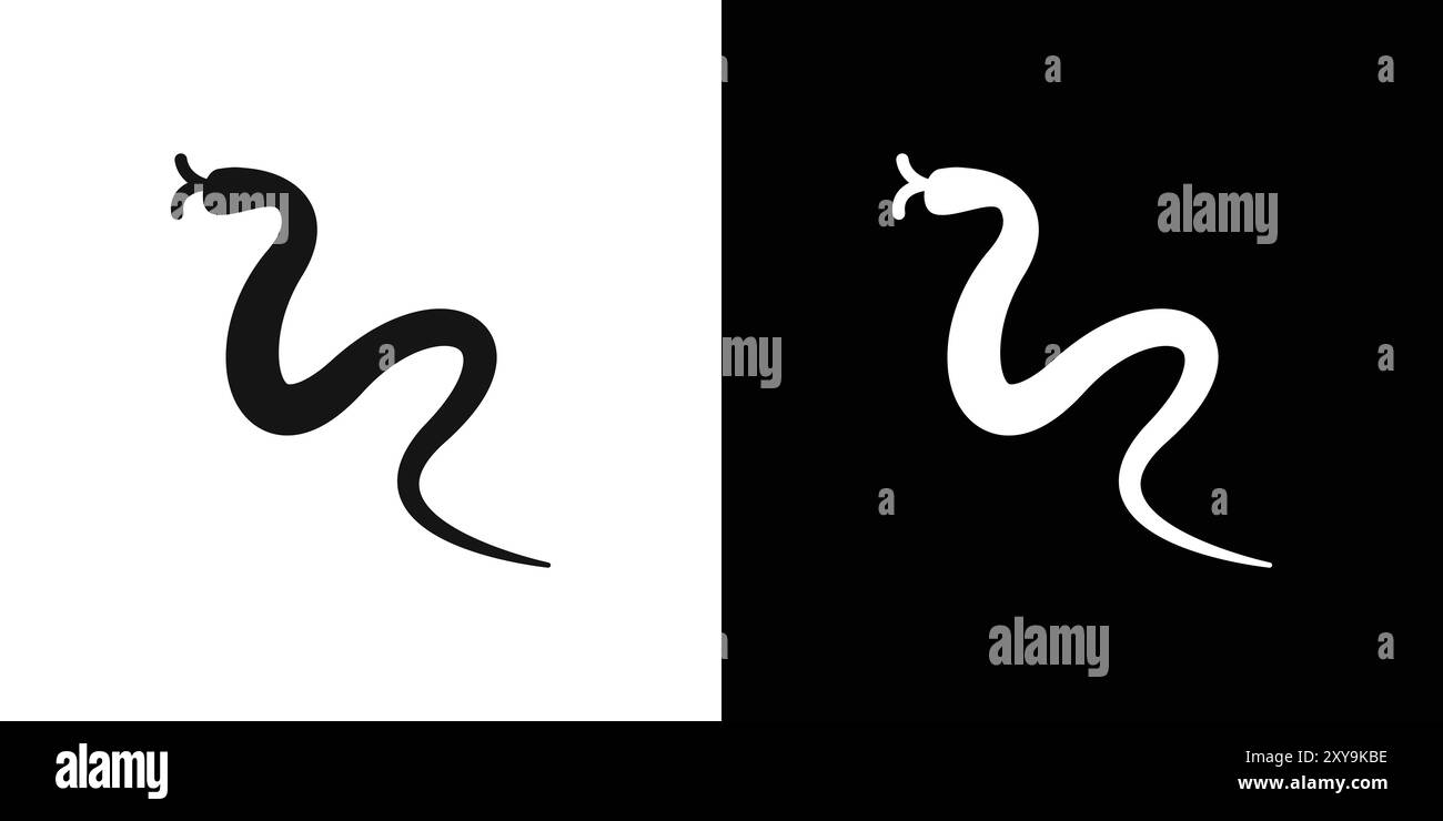 Snake icon logo sign vector outline in black and white color Stock Vector