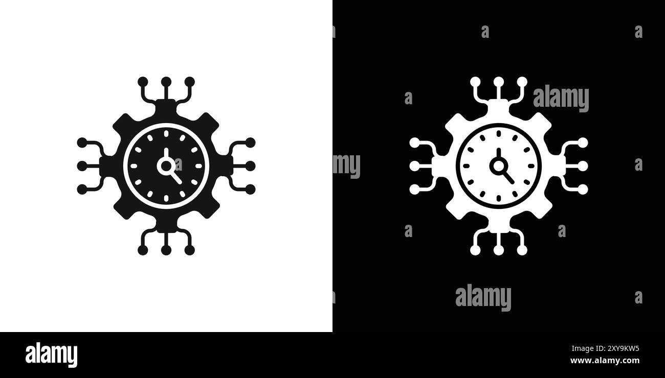 Time Management icon logo sign vector outline in black and white color Stock Vector