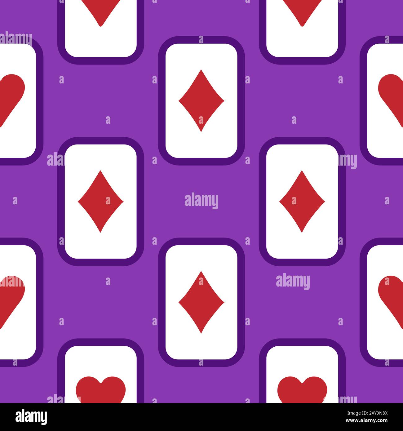 Purple falling playing cards seamless pattern. Poker and Wonderland ...