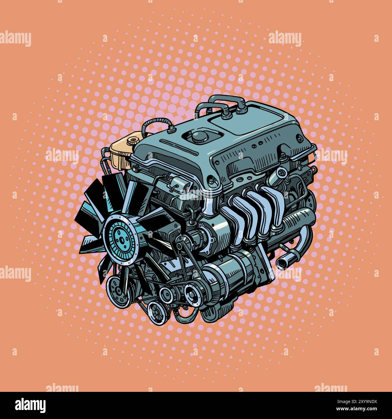 Engine Digital Drawing Car Engine Vector Art