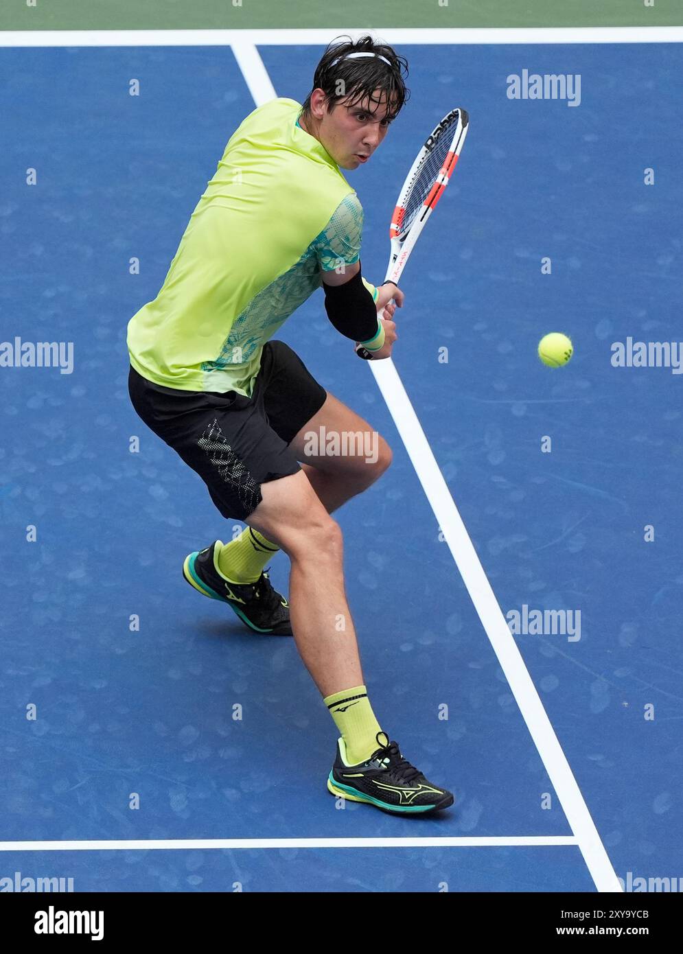 August 28, 2024: Alexander Shevchenko (KAZ) loses to Frances Tiafoe (USA) 6-4, 6-1, 1-0 (ret) at the US Open being played at Billie Jean King National Tennis Center in Flushing, Queens, NY, {USA} © Grace Schultz/Cal Sport Media Stock Photo