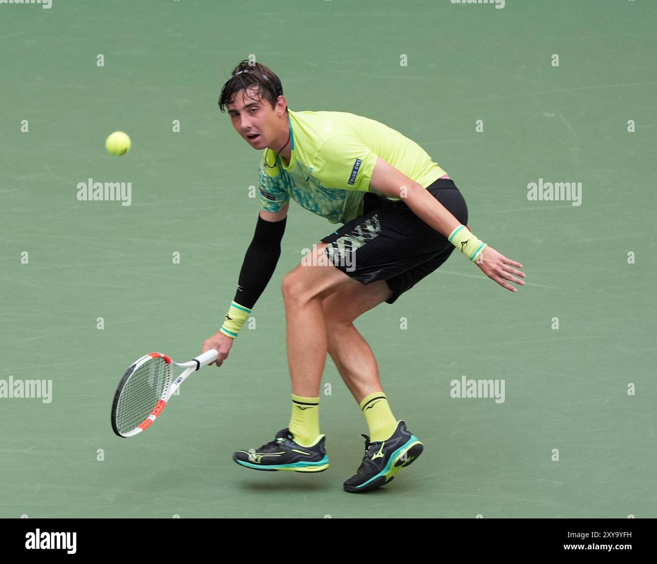 August 28, 2024: Alexander Shevchenko (KAZ) loses to Frances Tiafoe (USA) 6-4, 6-1, 1-0 (ret) at the US Open being played at Billie Jean King National Tennis Center in Flushing, Queens, NY, {USA} © Grace Schultz/Cal Sport Media Stock Photo