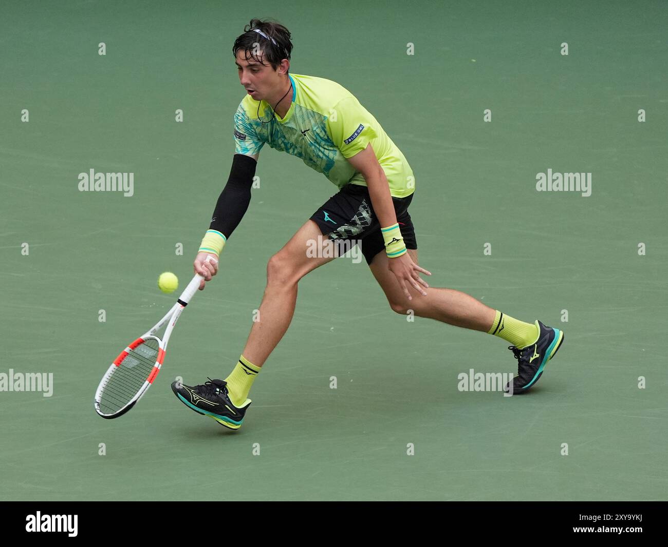 August 28, 2024: Alexander Shevchenko (KAZ) loses to Frances Tiafoe (USA) 6-4, 6-1, 1-0 (ret) at the US Open being played at Billie Jean King National Tennis Center in Flushing, Queens, NY, {USA} © Grace Schultz/Cal Sport Media Stock Photo