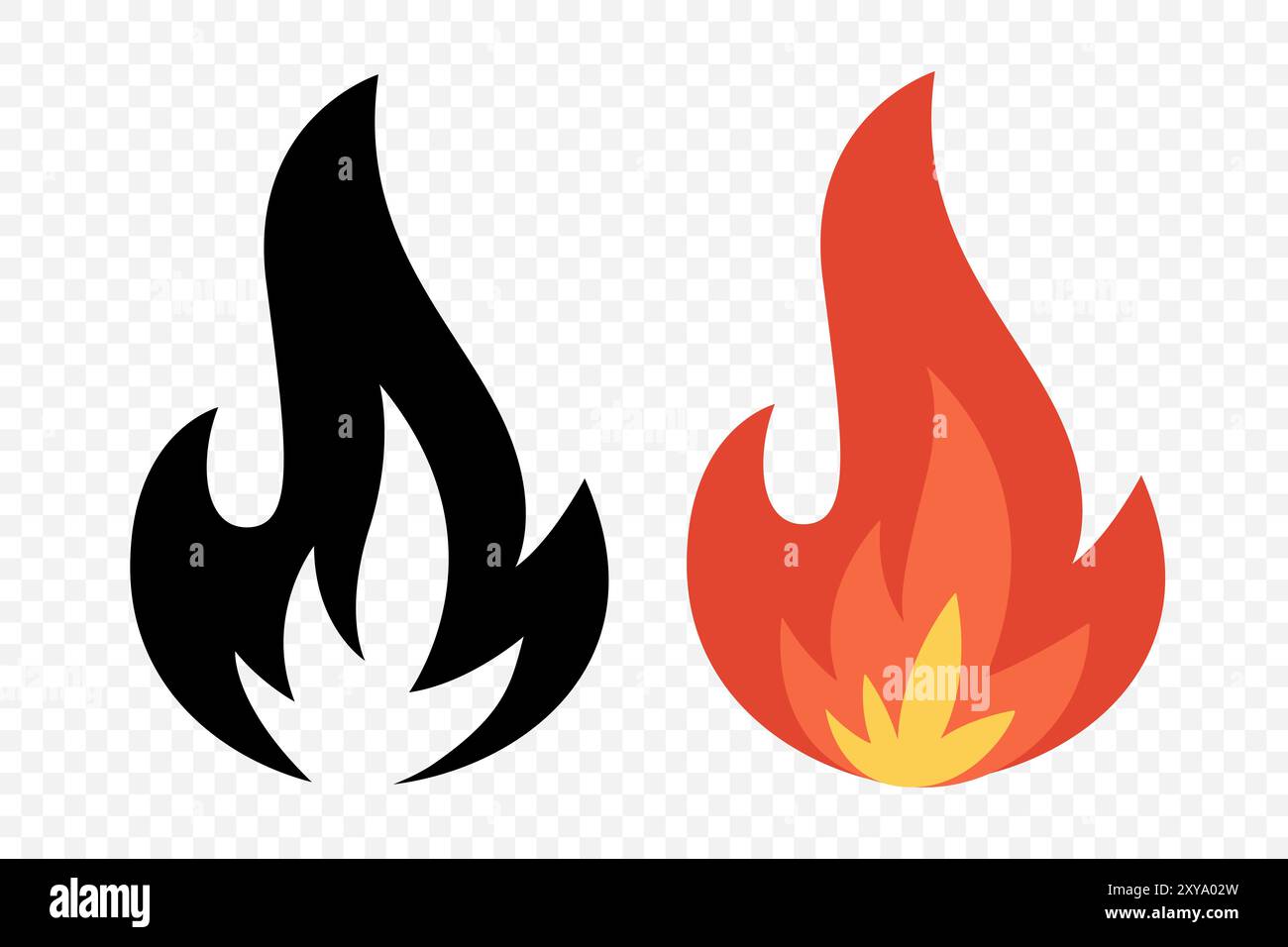 Vector Fire Flame Icon Set. Isolated Campfire, Bonfire, Flame Sign ...