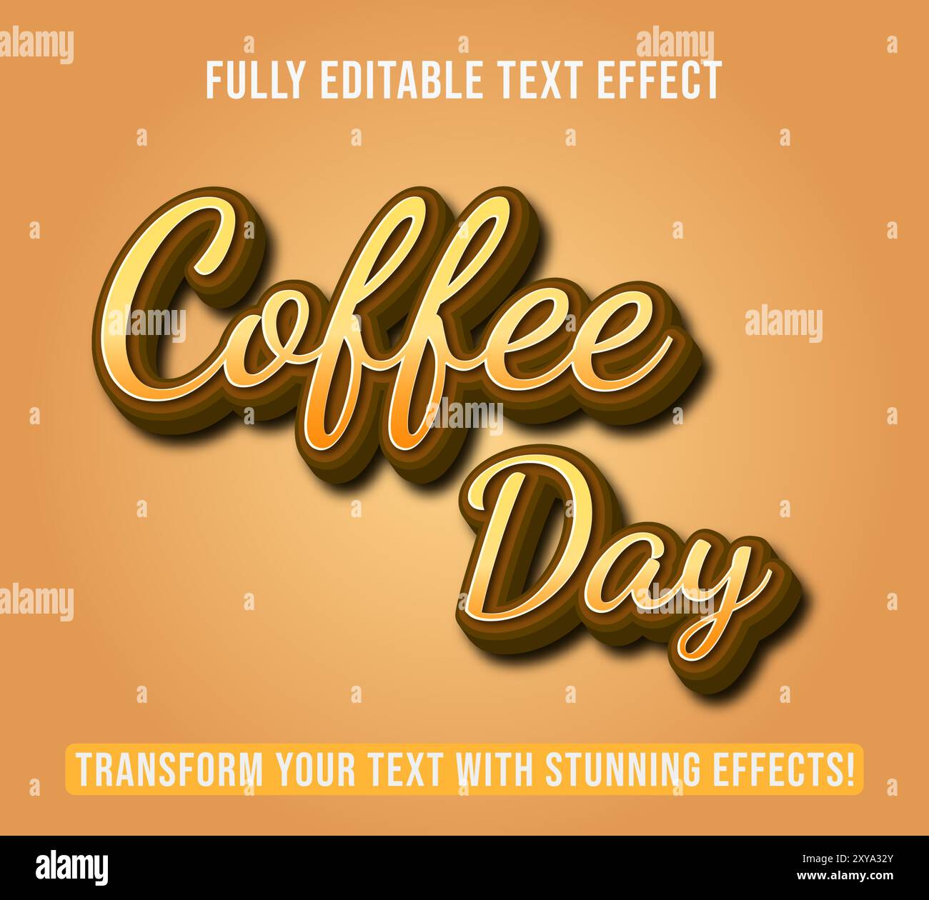 Editable text effects with Coffee Day theme, Customizable and Ready to Use. Stock Vector