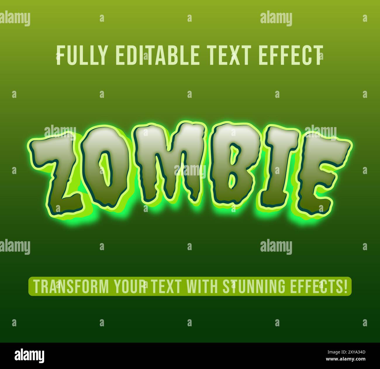 Editable text effects with Zombie theme, Customizable and Ready to Use. Stock Vector