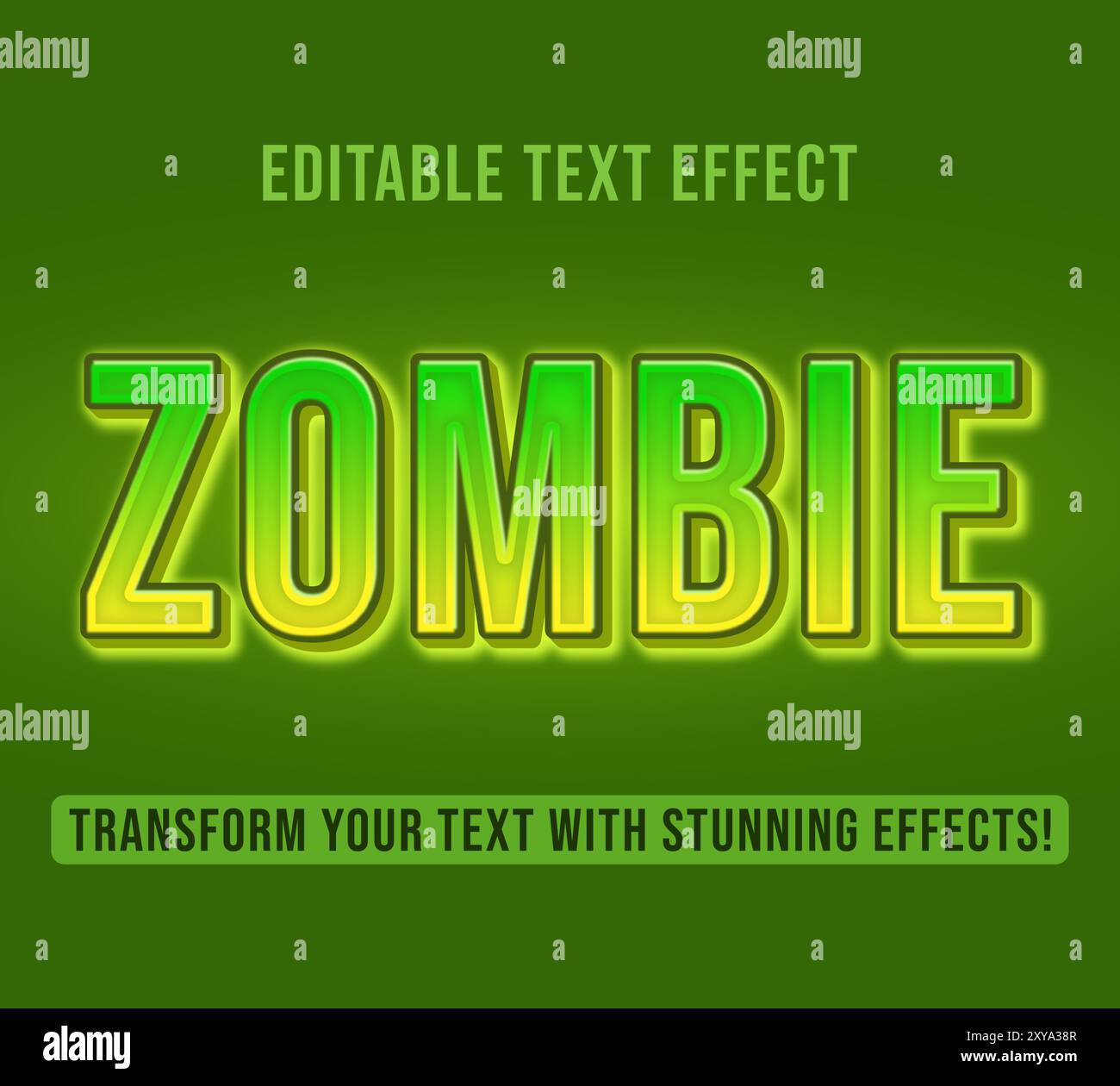 Editable text effects with Zombie theme, Customizable and Ready to Use. Stock Vector