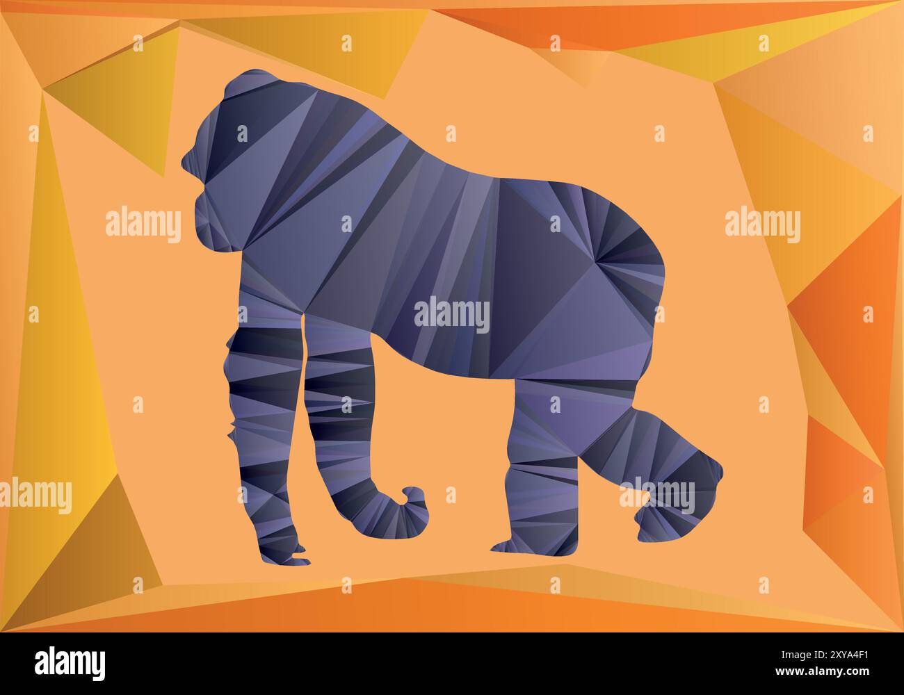 Polygon triangle shapes wild Gorilla abstract background modern vector illustration Stock Vector