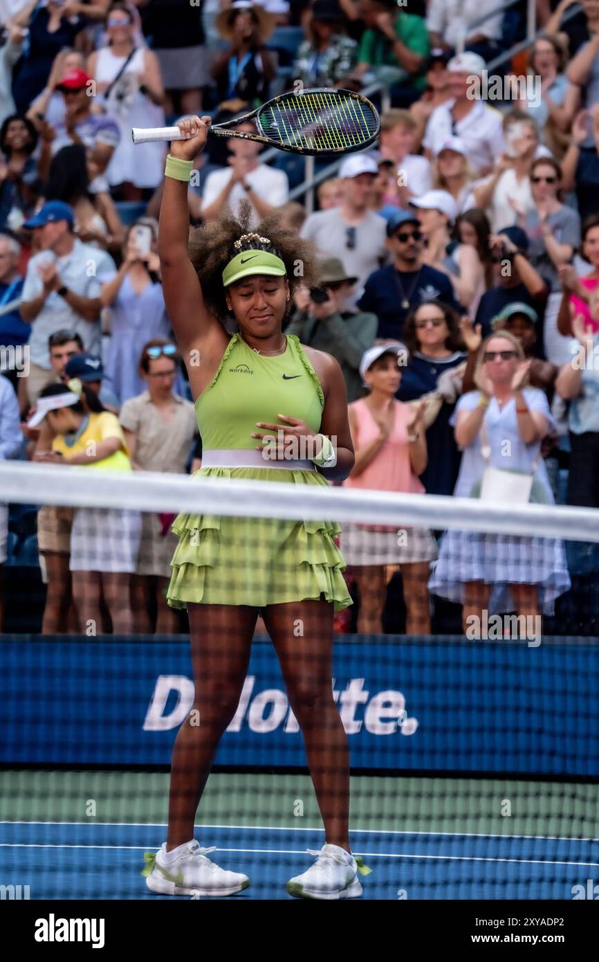 Naomi Osaka (JPN) emotional after winning her first round at the 2024(02)